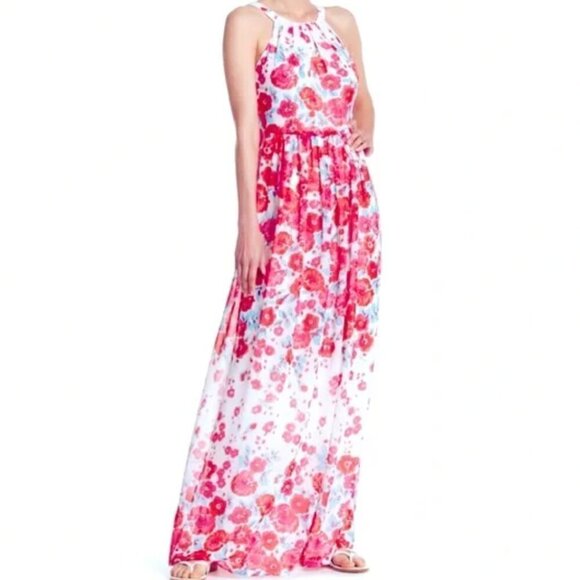 Eliza J Floral Halter Maxi Dress Size 2 - Picture 1 of 10